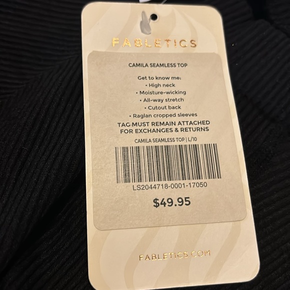 NWT Fabletics Camila Seamless Crop Top in size large, black. - Picture 7 of 7